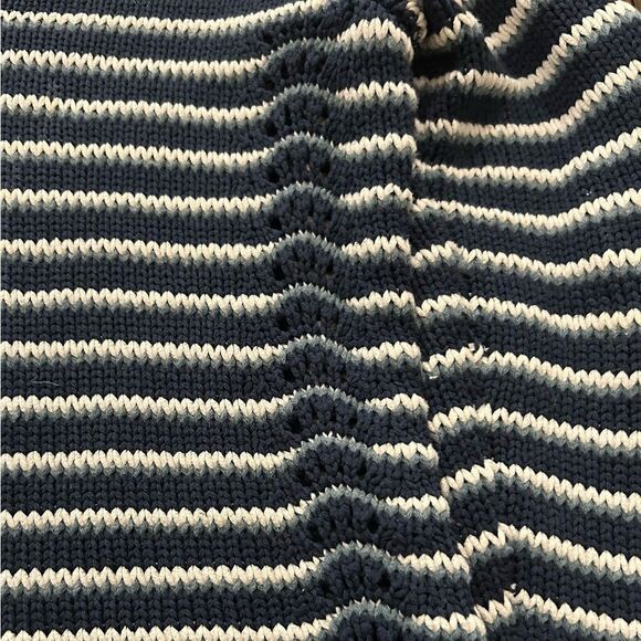 Etcetera 100% Cotton V-Neck Blue White Striped Sweater Size Small - Picture 6 of 10
